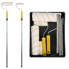 Paint Roller Set With Extension Pole – Complete Kit Includes Roller Sleeves, Tray & Brushes For Wall & Ceiling Painting (UK) - A - View 1