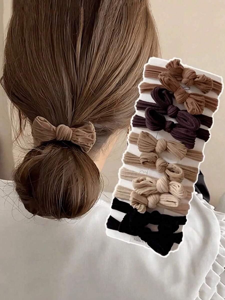 2/10 Stücke hoch elastische Schleife Haargummis für Mädchen, nahtlose dicke schwarze Haargummis, elastische Haargummis, Haargummis, Haarseile, Kopfaccessoires