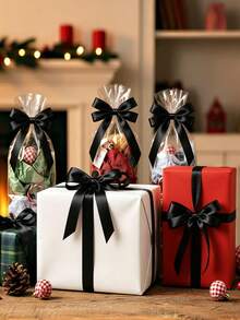 Black Satin Ribbon, Rolled Black Ribbon, Suitable For Holiday Parties, Birthday Parties, Gift Wrapping, Bouquets, Crafts, Wedding Decor, Christmas And Sewing Projects - Black - View 8