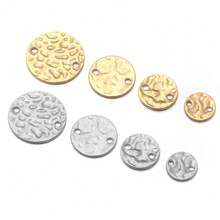 10pcs/Pack Stainless Steel Embossed Charm, Elegant Jewelry Decor For Earring, Clothes Accessories & Hair Ornament, Anti-Allergy And Color Retention - 10pcs/pack - View 9