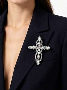 1pc Fashion High-End Luxury Cross Brooch, Premium Creative Versatile Unisex Clothing Accessory Pin Corsage - Cross Brooch - View 3