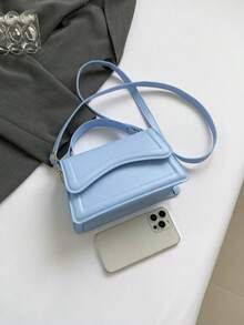 Mini Fashion Handheld Women's Bag Spring/Summer New Solid Color Flap Multi-Use Crossbody Small Square Bag Embossed Casual Shoulder Crossbody Commuter Bag - Sky Blue - View 7