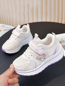 1 Pair Kids' Sports Shoes, Fashion Design, Comfortable & Breathable Woven Sneakers - Soft, Lightweight, Flexible Shoes, Suitable For Outdoor Activities, Play, School And Casual Wear - Perfect For Growing Feet - Purple - View 3