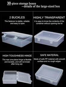 1 Set 30/60pcs Transparent Bead Storage Organizer Box, Large Capacity Clear Polypropylene Plastic Bead Storage Container, Detachable Independent Box Body, Double Lock Closure Jewelry Storage Box, Suitable For DIY Bead Making, Jewelry Making, Diamond Painting Accessories, Sequins, Jewelry, Earrings, Rings, Bracelets, Necklace Accessories, Buttons, Sewing Supplies, Embroidery Thread, Screws, Nuts, Bolts, Nails, Fish Hooks, Small Parts Storage, Home Office Desktop Drawer Cabinet - Multicolor - View 7