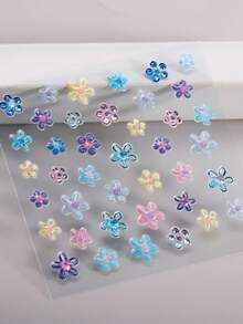2pcs 5D Jelly Flower Nail Sticker, Colorful Sweet Cute Spring/Summer Nail Decal,Perfect For Women's Holiday DIY Manicures Nail Stickers - 彩色 - 查看 6