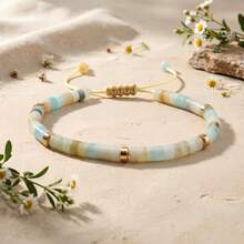 1 Pc Natural Amazonite Stone Bracelet Women Emotional Healing Yoga Lucky Jewelry,Handmade Adjustable, Send Family And Friends Perfect Holiday Gift - Amazonite - View 10