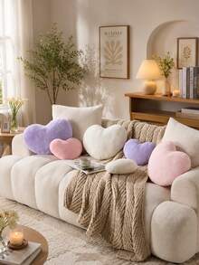 1 buah Bantal Hati, Bantal Hias Dekoratif untuk Tempat Tidur dan Sofa, Bantal Kecil Bulu Kelinci Imitasi Lucu untuk Wanita, Valentine, Ulang Tahun, Musim Gugur, Halloween, Natal, Dekorasi Rumah - Berwarna merah muda - View 5
