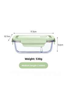 1pc Green Lid Glass Food Storage Container, Divided Meal Prep Box 410/680/1040ml Large Capacity Bento Box, Refrigerator Snack Storage Box, Microwave Kitchen Accessory, Suitable For Dishwasher Detergent Storage, Back To School And Picnic Essential - Green - View 9