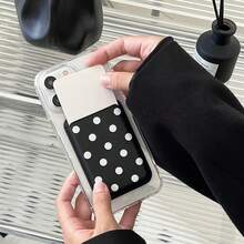 Black White Polka Dot Magnetic Phone Card Holder, Detachable Adhesive Wallet Card Pocket For IPhone Android Smartphones,Two-Tone Polka Dot Magnetic Card Wallet, Reusable Adhesive Card Pocket For Daily ID Credit Card Storage - Multicolor - View 1