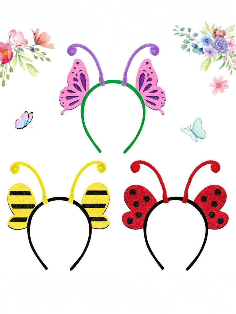 1-Pack Insect Theme For Party Headbands, Spring Decoration Photo Props, Butterfly, Bee, And Ladybug Shaped Headbands For Party And Birthday For Party Atmosphere Additions, Random Color And Style - Headband - View 1