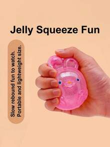 Macaron Jelly Rabbit Squishy Toy, Soft Slow Rebound Design. Stretch And Squeeze To Relieve Stress. Translucent Jelly Texture With Cute Macaron Colors. Adorable Desk Decoration, Durable. Ideal Birthday, Holiday Gift For All Ages. - Multicolor - View 9