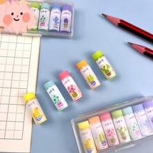Colorful Mini Eraser Set With 7/14 Pieces, Japanese Cartoon Plant Design, Student Stationery, School Supplies, Back-To-School Season Items - Sets - View 2