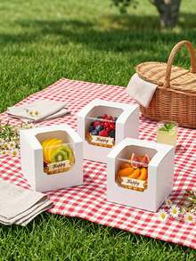 1pc Mini White Bread Box With Window, Cupcake Box, Cookie Box, Miniature Pastry Box For Birthday Party Cake Packaging, Wedding Dessert Table Storage,Homemade Cake Gift Wrapping, Or Celebration Pastry Transportation - Multicolor - View 6