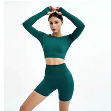 WAREBALL 2/3/4 Uds conjunto de Yoga sin costuras ropa de gimnasio ropa deportiva trajes de Yoga para mujeres conjunto de Fitness chándales Sujetador deportivo mallas de gimnasio - Sujetador corto negro - Ver 4