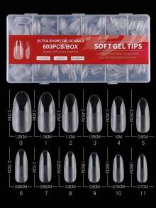 600pcs Almond-Shaped Short Matte Transparent Acrylic False Nail Tips, Semi-Finished Artificial Nails, Suitable For DIY Manicure, Press-On Nails And Other Nail Art Supplies - Multicolor - View 11