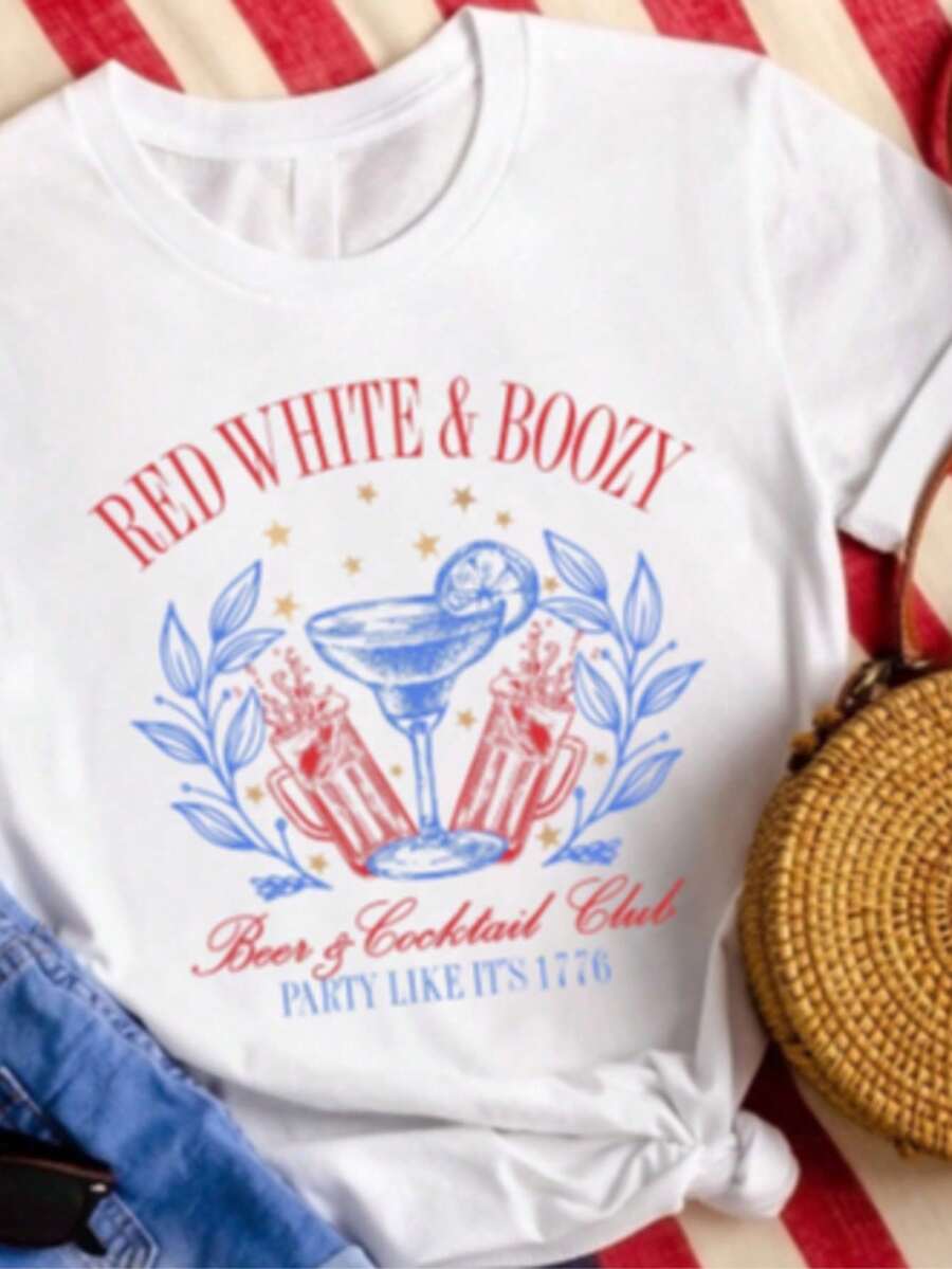 Men's Short-Sleeved T-Shirt, Red, White And Blue, For July 4th Pregnancy Reveal, Summer Pregnancy Announcement T-Shirt, Expectant Mom T-Shirt. - 黑與白 - 查看 1