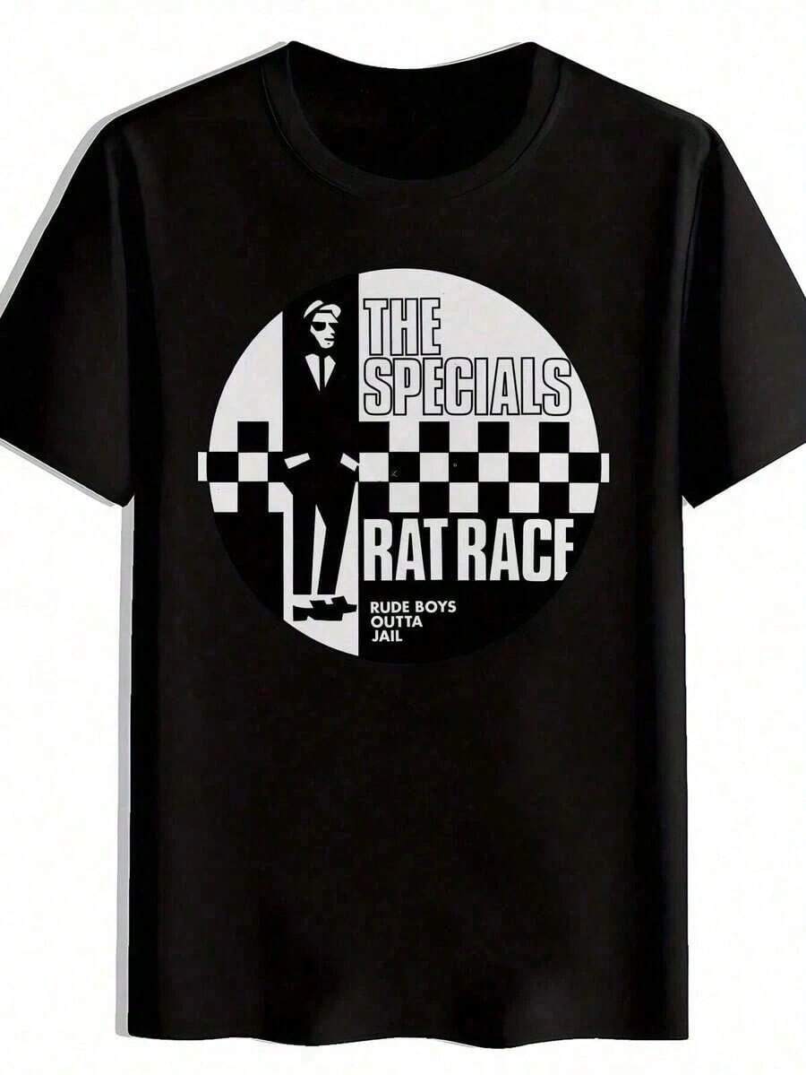Kabuda [Camiseta Vintage Rock] Camiseta de poliéster transpirable para hombre con diseño de banda de rock vintage, ropa para actividades al aire libre, vacaciones, graduación, corte ajustado, camiseta c - Negro - Ver 1