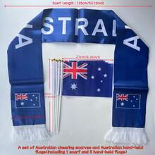 1 Set Australian Cheer Scarf And Handheld Flag, 1 Set Australian Flag Headband And Handheld Flag, 1 Set Australian Flag, Football Game Accessories - Perfect For Office, Car Decor, Home Decor, Sports Events - A - View 3