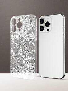 NEW Simple And Funny Lace Floral Pattern Personalized Creative Printed Perfectly Combined With Transparent Material , Hot Selling Creative Design, Fun And Personalized Mobile Phone Case Compatible With Iphone17/17Pro/17Pro Max, 16, 15, 14, 13, 12, 11 Plus/Pro Max And Series, And Compatible With For Galaxy S/A Series And More, Girlfriend, Boyfriend, Friend Or Yourself. - Clear - View 6