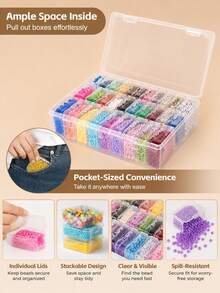 1 Set 30/60pcs Transparent Bead Storage Organizer Box, Large Capacity Clear Polypropylene Plastic Bead Storage Container, Detachable Independent Box Body, Double Lock Closure Jewelry Storage Box, Suitable For DIY Bead Making, Jewelry Making, Diamond Painting Accessories, Sequins, Jewelry, Earrings, Rings, Bracelets, Necklace Accessories, Buttons, Sewing Supplies, Embroidery Thread, Screws, Nuts, Bolts, Nails, Fish Hooks, Small Parts Storage, Home Office Desktop Drawer Cabinet - Multicolor - View 4