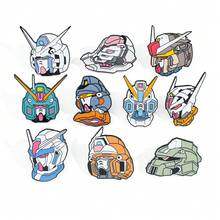 10pcs Gundam Enamel Brooch Set, Anime Robot Head Lapel Pin, Mobile Suit Gundam Metal Badge, Suitable For Backpacks And Jackets, Mecha Anime Fan Collection Gift - Multicolor - View 10