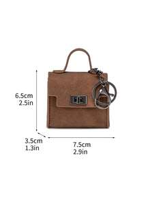 CHARM INFINITE Gantungan Kunci Tas Mini Vintage dengan Kunci Putar, Kotak Penyimpanan Earphone Kulit PU Portabel, Dompet Koin, Hiasan Tas Tangan - MultiWarna - View 11