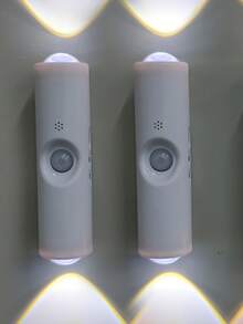 1/2 入 RGB 智能感應壁燈，USB 充電式感應夜燈，可調光 LED 自動開關，音樂同步播放，磁吸安裝，白色現代設計，適合臥室、走廊、樓梯、派對裝飾 - 彩色 - 查看 13