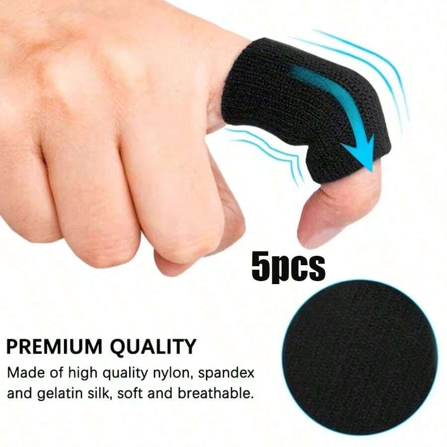 5pcs High-Elasticity Finger & Thumb Support Sleeves - Breathable Nylon Blend Compression Wraps With Targeted Joint Relief & Trigger Finger Aid, Suitable For Basketball, Volleyball, Badminton - One Size Fits Most For Sports Protection & - Multicolor - View 1