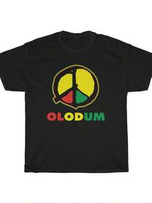 Festival Art Print Black Peace Theme Casual Tee,Cute Shirts,Summer Outfit For Women,Olodum Brazilian Music Festival Peace Tee - 黑色 - 查看 1