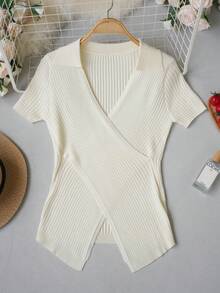 2026 New Apricot Knit Casual Blouse, Suitable For Spring/Summer Work And Daily Wear - Apricot - View 7