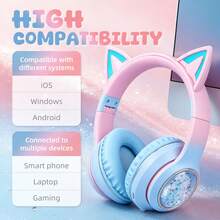 Gerripuer This Cute Wireless Bluetooth 6.0 Cat Ear Headphones With Charming "Quicksand" Glitter Design, 12-Hour Battery Life, Perfect For Gaming, Music, Learning And Watching Movies - View 6