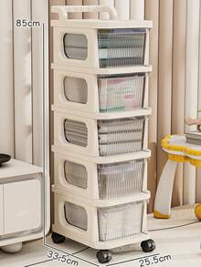 3 Tiers Rolling Storage Cabinet With Wheels Portable Cart Bedside Table Nightstand Small Dresser Bedroom Living Room Kitchen Organizer Drawer Rack Stand Unit Storage Solution Furniture Home Decor - Clear - View 8