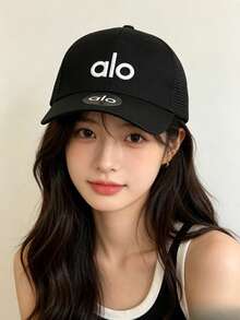 ALO 2026 New Letter Baseball Cap, Adjustable Dad Hat, Breathable Sun Protection, Outdoor Sports, Multi-Color  Fashion Hat Breathable Baseball Cap, Sun Protection Outdoor Sports Hat, Multi-Color Summer Cap - 黑色白字母 - 查看 2