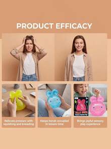 Macaron Jelly Rabbit Squishy Toy, Soft Slow Rebound Design. Stretch And Squeeze To Relieve Stress. Translucent Jelly Texture With Cute Macaron Colors. Adorable Desk Decoration, Durable. Ideal Birthday, Holiday Gift For All Ages. - Multicolor - View 5