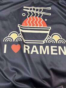 Me Encanta La Playera De Cuello Redondo Para Niño Con Estampado De Fideos Ramen, Ropa Casual Y Versátil Para El Verano Con Mangas Cortas - Negro - Ver 5