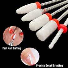 5Pcs Ceramic Nail Drill Bit Set, 3/32" Shank, Ideal For Buffing Nail Surfaces & Removing Nail - Multicolor - View 1