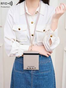 CHARM INFINITE RFID 防盜護照夾，附掛頸繩，PU 皮革旅行文件夾，附拉鍊口袋 - 彩色 - 查看 15