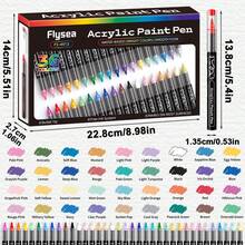 12/24/36 Colors Professional Artist Marker Set, Soft Tips, Convenient For Painting, Sketching And Layering. Liquid Acrylic Markers, Straight Barrel Design, Waterproof, Suitable For Rocks, Glass, Ceramics, Easter Eggs, Metal, Wood And More. Beautiful Gift Box And Pen Bag Packaging, Perfect Choice For Gifting Friends And Family! Ideal Back To School Gift - Multicolor - View 12