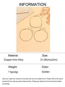 3pcs/Set Gelang Kaki Berlapis Mewah Minimalis, Kombinasi Rantai Geometris Salib Rumbai Berlian Imitasi Modis, Perhiasan Kaki Warna Emas Cocok Untuk Pemakaian Sehari-hari, Liburan Musim Panas, Pesta Pantai, Festival Musik - Emas - View 5