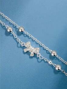 1 Piece Sterling Silver Bracelet With Exquisite Bow And Luxurious Double-Layer Bow Knot Design Bracelet - Double-layer Bow Bracelet - View 5