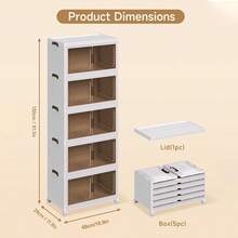 3/4/5- Layers Storage Bins With Lids , Collapsible Storage Bins With Wheels Stackable Storage Bins, Foldable Plastic Storage Containers Box Closet Organizers And Storage Bins For Bedroom And Office - 白色 - 查看 13