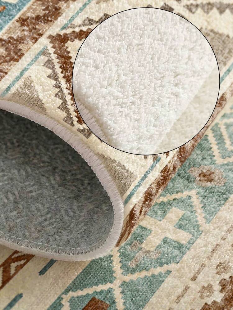 Bohemian Geometric Striped Living Room Rug. Suitable For Kitchen, Dining Room, Faux Cashmere Bedroom Rug, Holiday Decor Rug, Indoor/Outdoor, Office, Lobby, Area Rug, Non-Slip Doormat, Bathroom Rug, Hallway, Study And Gaming. - Multicolor - View 3