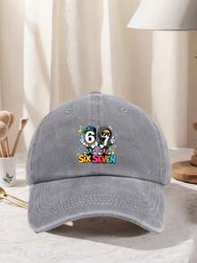 1pc Unisex 67 RetroWashed Print Baseball Cap Adjustable Design Perfect For Hiking Mountain Climbing Travel And Sun Protection During Outdoor Activitie - Multicolor - View 6