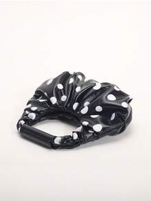 SCULPTEDSTYLE BAGS 1件裝 黑白配色波點印花雲朵包 時尚褶皺設計抓皺包 極簡拼接優雅女款手提包 適合日常通勤、購物、約會、下午茶 - 黑色 - 查看 5