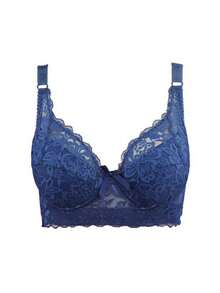 Ropa interior fina de copa completa para mujer, sujetador pequeño de talla grande, encaje ajustable inalámbrico, cubierta para el pecho, copa B C D, sujetadores de encaje de talla grande - Gris Oscuro - Ver 9
