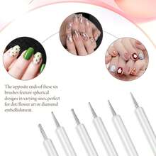 6Pcs Nail Dotting Tool Nail Art Tools Nails Brushes Gel Dotting Tools Small Paint Brush For Nails Double-Ended Gel Polish Liner Brush Kit Small Detail Brushes For DIY Manicure White - 白色 - 查看 7
