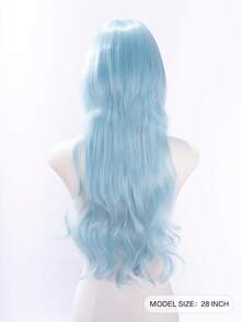 alicegarden 28 Inch Long Synthetic Wig, Natural Wavy Hairstyle, Stunning Blue. Featuring Bangs Design, This Wig Piece Is Perfect For Women's Daily, Party, Cosplay Use, Natural And Durable, An Ideal Wig Gift For Women. - Blue - View 5