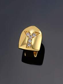 1pc Letter Zirconia Gold Tooth Cap Hip Hop Single Tooth Grill Personalized Versatile Side Tooth Decor Suitable For Men And Women - 26-letter Tooth Ornament - View 24
