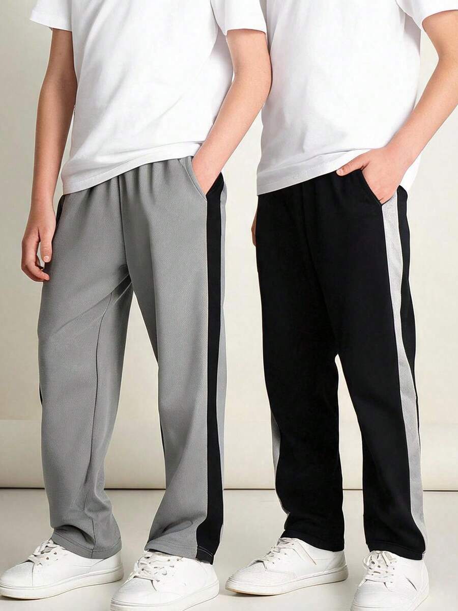 青少年男孩 2件/包休閒長褲,夏季薄款直筒兒童長褲 - 彩色 - 查看 1