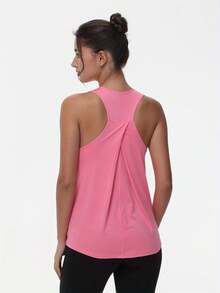 Mujeres Corriendo Camisetas sin Mangas Fitness Gimnasio Atlético Jogging Yoga Chaleco - Rosa - Ver 1